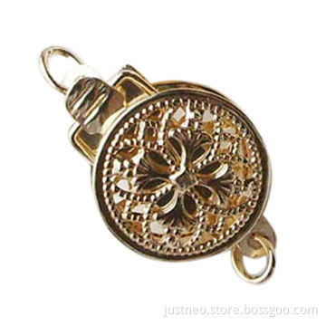 14K gold/round filigree/necklace clasp
